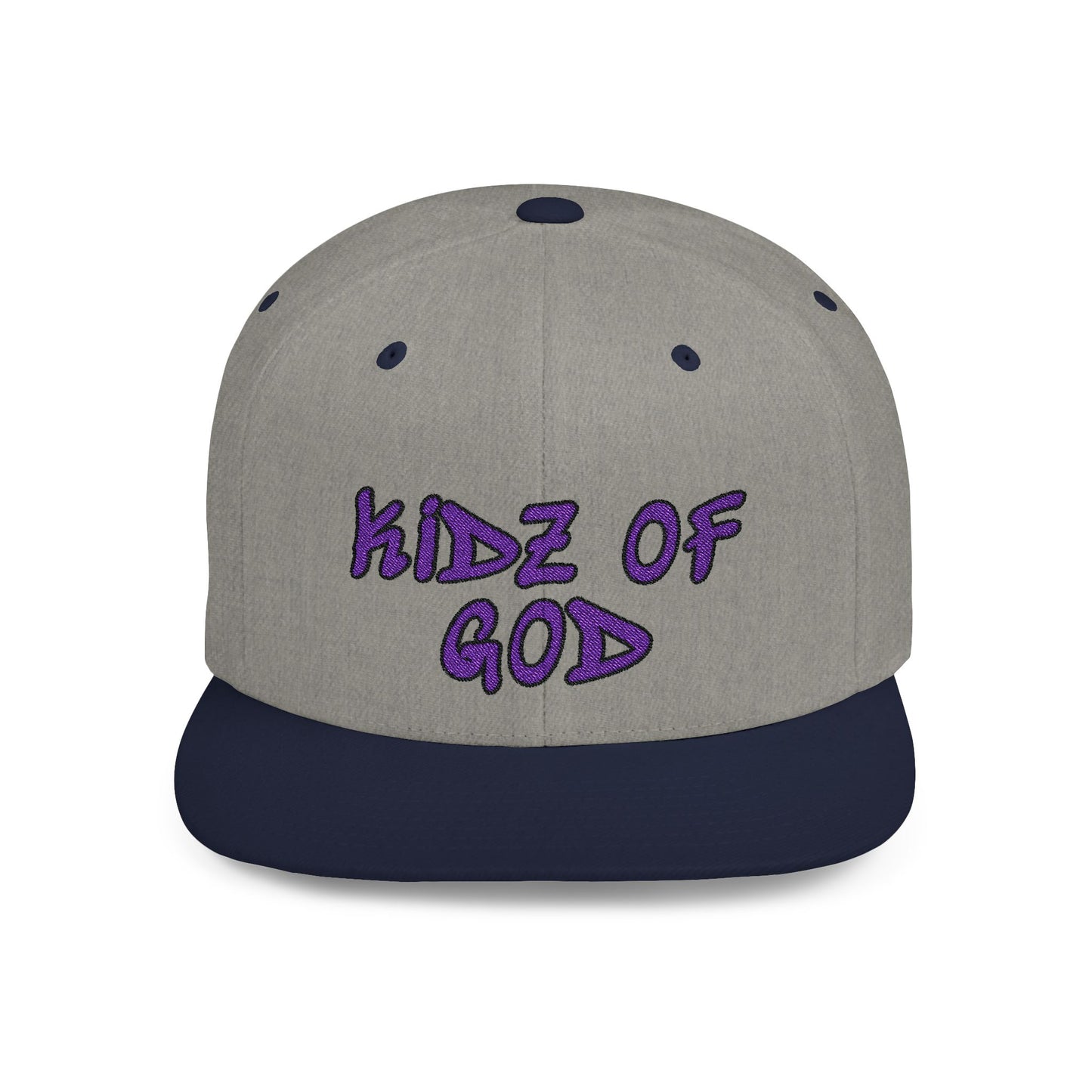 Kidz of God Flat Bill Snapback Hat - White & Purple Casual Cap for Kids