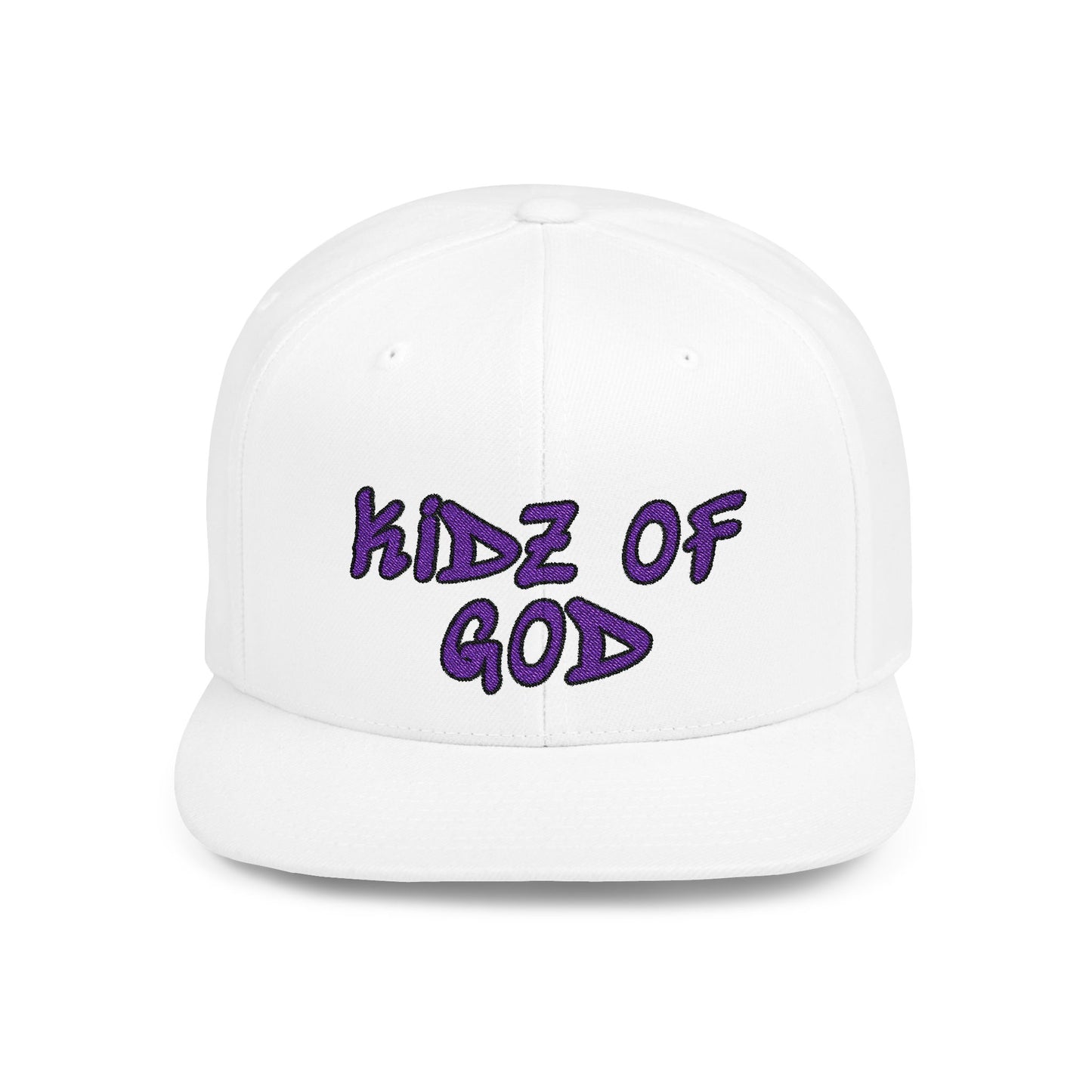 Kidz of God Flat Bill Snapback Hat - White & Purple Casual Cap for Kids