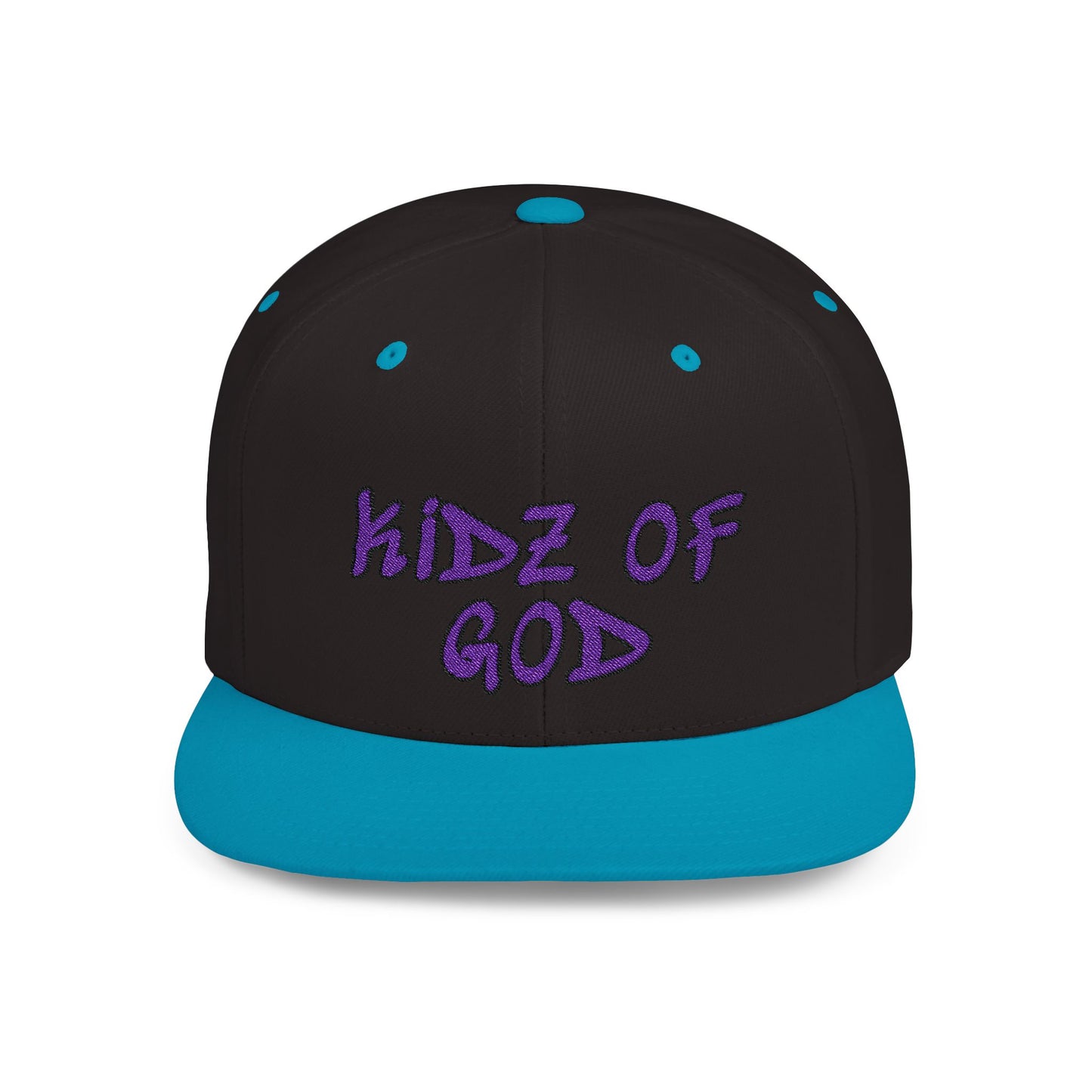 Kidz of God Flat Bill Snapback Hat - White & Purple Casual Cap for Kids