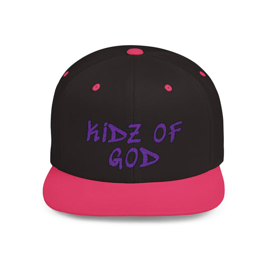 Kidz of God Flat Bill Snapback Hat - White & Purple Casual Cap for Kids